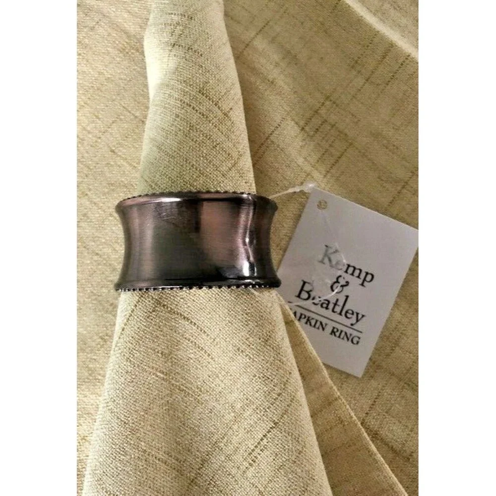 Kemp Beatley Napkin Rings Beaded Oil Rubbed Bronze Holiday Christmas Set Of 4